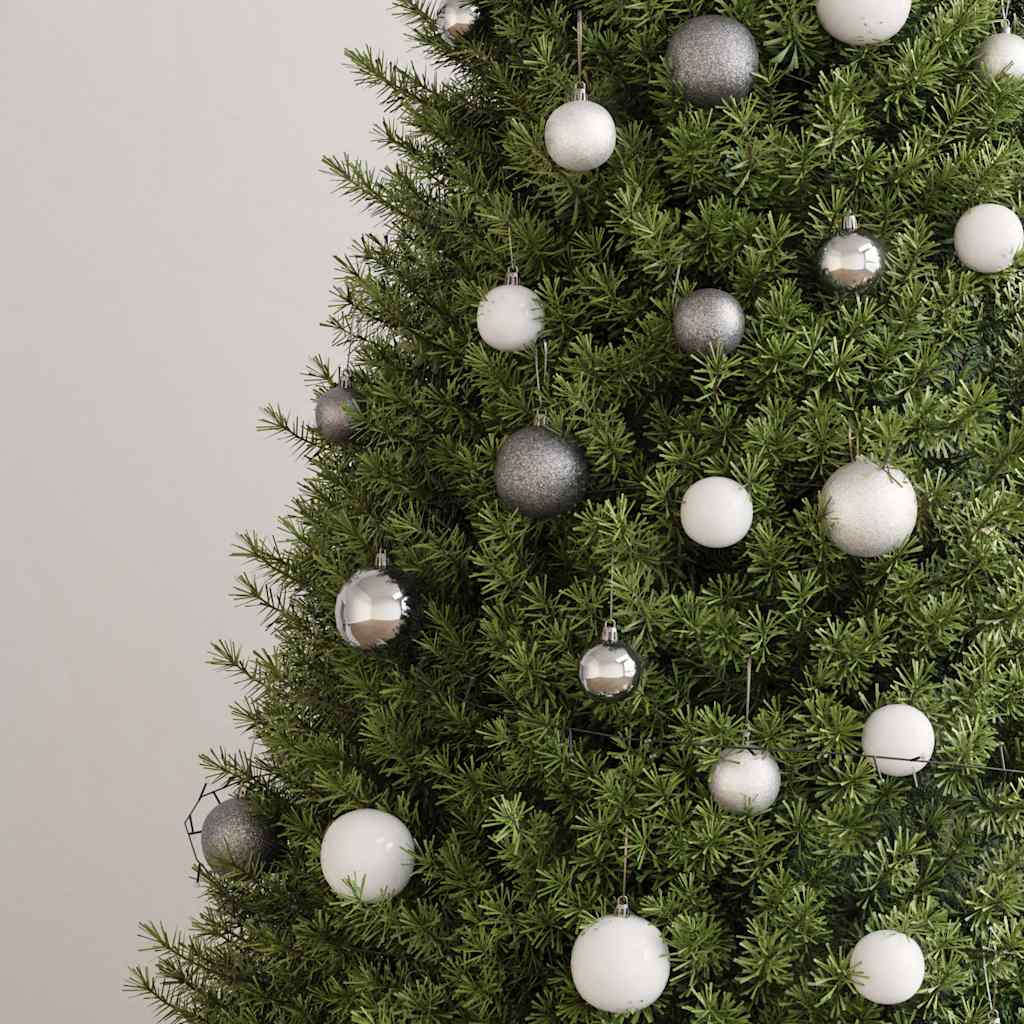 61 Piece Christmas Ball Set with Peak and 150 LEDs White&Gey